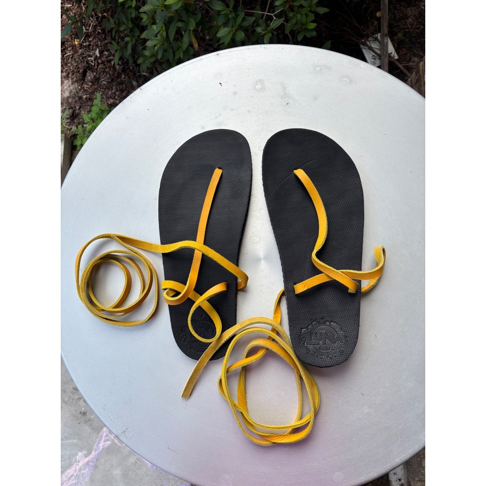 Luna Sandals Huarache Yellow Leather Wrap Minimalist Vibram Sole Sandals
